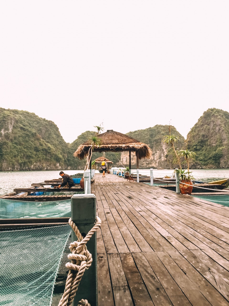 Dock in Vung Vieng fishing village in Halong Bay, Vietnam