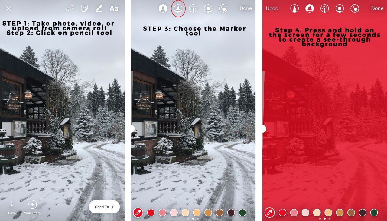 instagram stories how to see through background