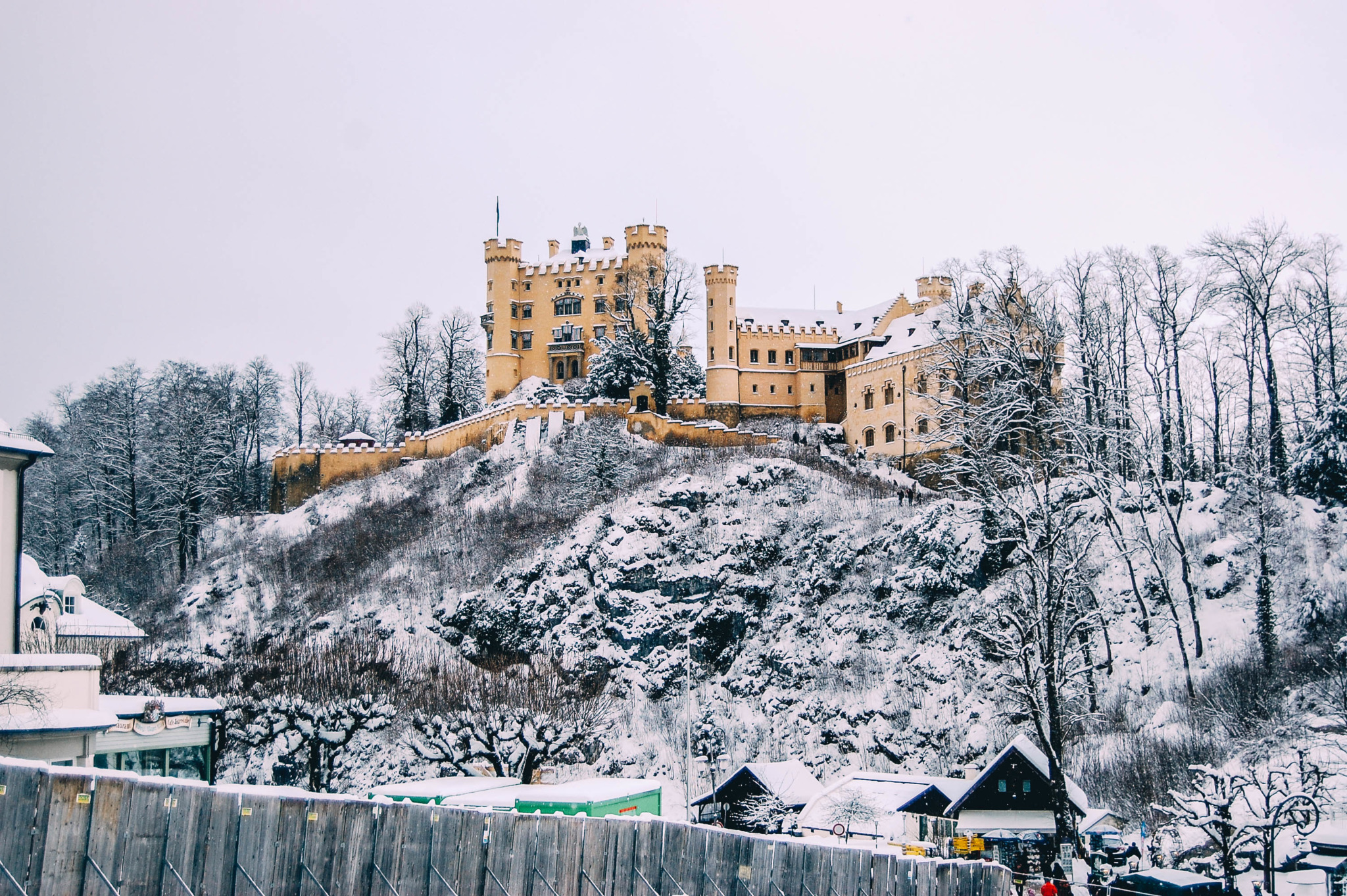 golden Hohenschwangau Castle in winter