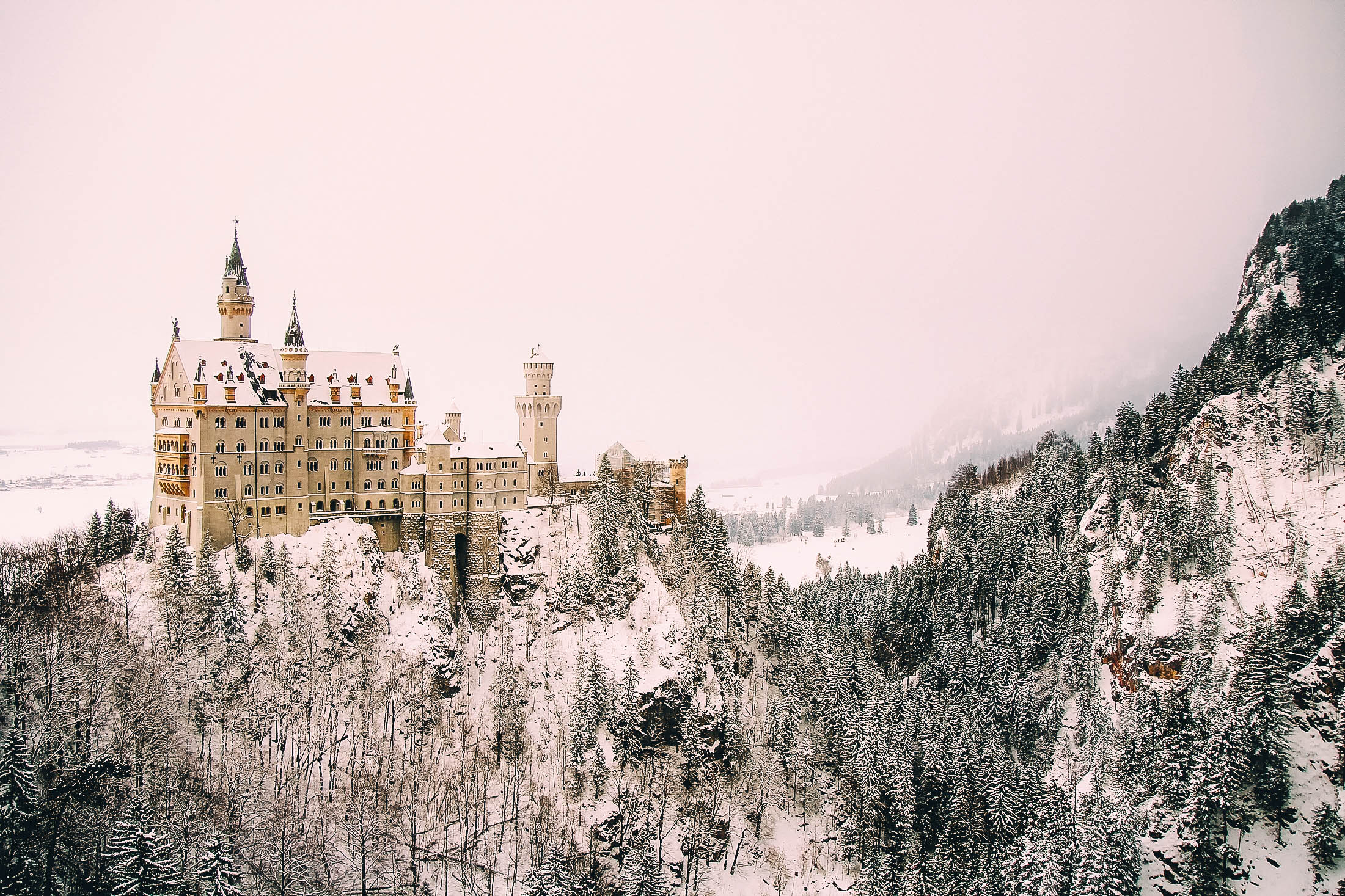 snowy Neuschwanstein castle